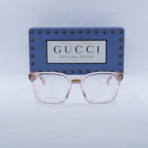 Gucci GG0184O 013 Square Eyeglasses - Transparent Pink 50mm - Picture 2 of 12